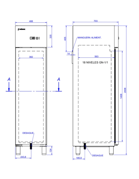 EDENOX Armario Refrigerado APG-511 HC