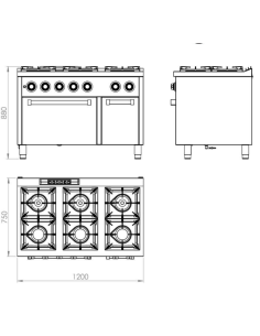 Cocina a Gas con Horno C6F750H HR FAINCA 2
