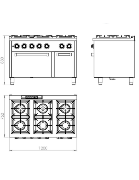Cocina a Gas con Horno C6F750H HR FAINCA