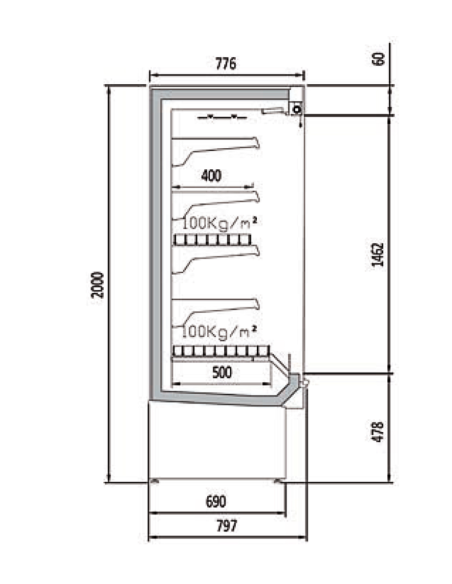 DOCRILUC Vitrina Mural RefrigeradO DS1-15M