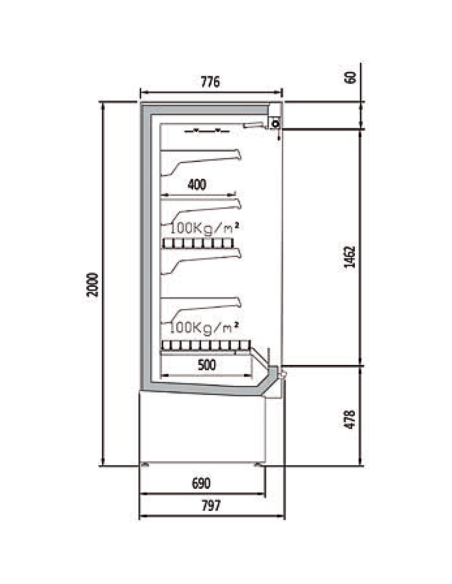 Vitrina Mural RefrigeradO DS1-25 M DOCRILUC