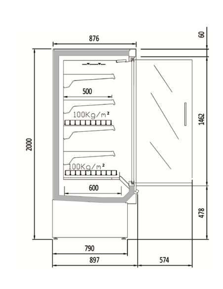 DOCRILUC Vitrina Mural Refrigerado DG3-25M1