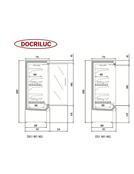 DOCRILUC Vitrina Mural Refrigerado DG1-DS1