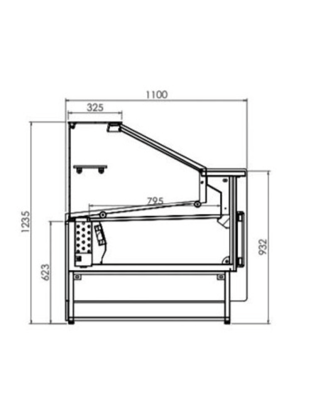 ALMISON Vitrina expositora Carnicería serie 1100 cristal recto 2,5m 4 puertas ALMVED11025MR