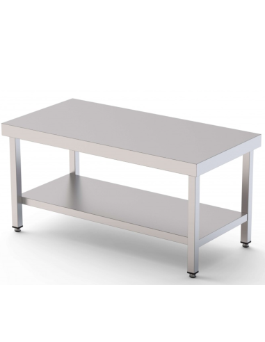 Mesa Central Baja Acero Gama 600 con 1 Estante |Hostelería Negocios