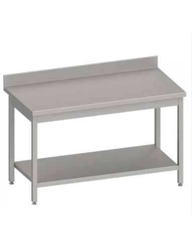 Mesa Mural Acero Gama 600 Con Estante |Hosteleria negocios
