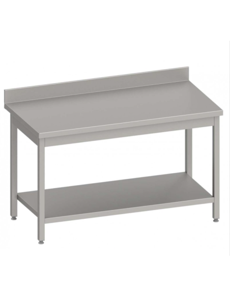 Mesa Mural Acero Gama 600 Con Estante |Hosteleria negocios