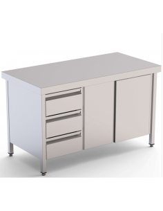 Mesa Central Acero Gama 600 Cajones a Izquierda|Hosteleria Negocios