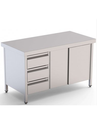 Mesa Central Acero Gama 600 Cajones a Izquierda|Hosteleria Negocios