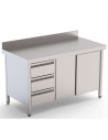 Mesa Mural Acero Gama 600 con Cajones a lIzquierda|Hosteleria Negocios
