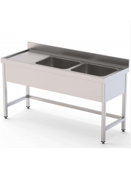 Fregadero Acero Inoxidable AISI 304 2 Cubas Sin estante 1000 x 600 x 850