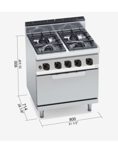 Cocina a Gas con Horno Macros 700 G7F4+FG BERTOS|Hosteleria negocios