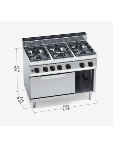 Cocina a Gas + Horno Macros 700  G9F6+FG BERTOS|Hosteleria Negocios