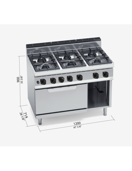 BERTOS Cocina con Hornos a Gas 6 Fuegos