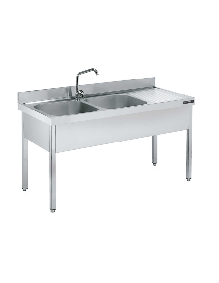 Fregadero Acero Inox Fondo 600 2 Cubas sin Estante DISTFORM