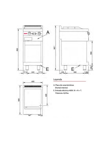 Fry Top Eléctrico Jemi FRTE60 P60 | Placa Lisa Profesional Inox
