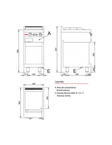Fry Top Eléctrico Jemi FRTE60 P60 | Placa Lisa Profesional Inox