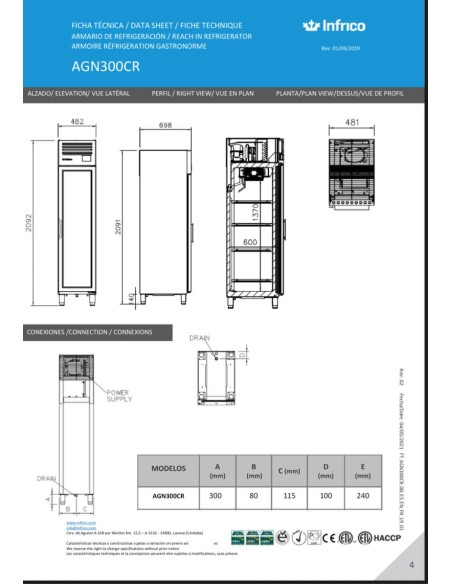 Comprar Armario de Refrigeración AGN300GR Infrico | Compacto y Profesional