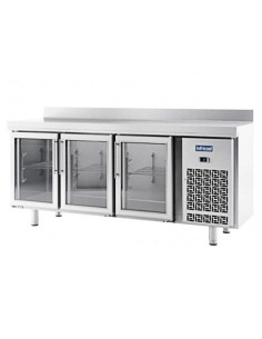 Mesa de refrigeración Infrico IM603PCR de 255 litros con puertas de cristal e iluminación LED. Temperatura de +2 a +6 °C, refrig