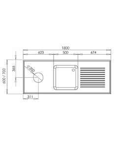 Fregadero Distform Gama 700 | Cubeta 50x50 | Con Aro y Espacio para Lavavajillas 2