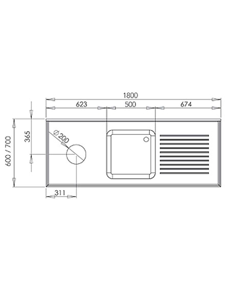 Fregadero Distform Gama 700 | Cubeta 50x50 | Con Aro y Espacio para Lavavajillas