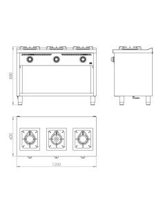Cocina a Gas con Mueble C3F600E S 600 HR FAINCA|Hosteleria negocios 2