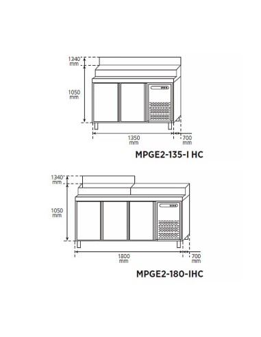 Mesa Refrigerada Pizzas/ensaladas MPGE2-180-9 |Hosteleria Negocios