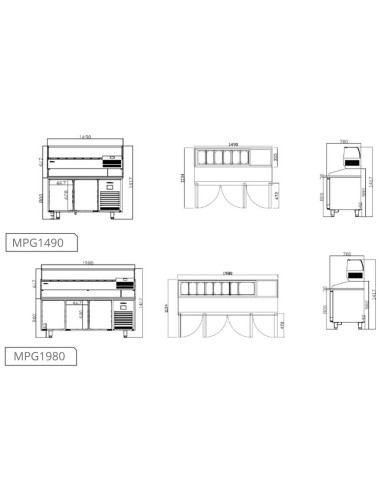 Mesa Refrigerada de Ensaladas y Pizza MPG 1980|Hosteleria Negocios