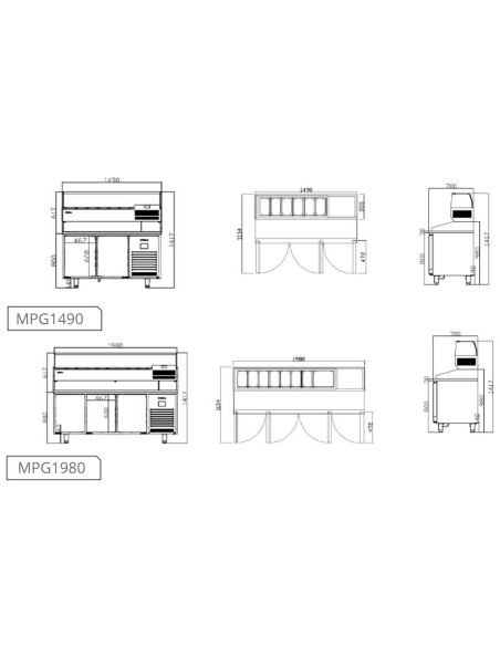 Mesa Refrigerada de Ensaladas y Pizza MPG 1980|Hosteleria Negocios
