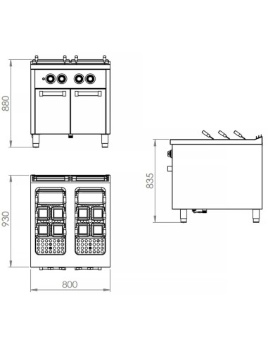 Cuece Pastas Gas Fainca HR CPG 2 Cubas S900 | Hostelería Negocios