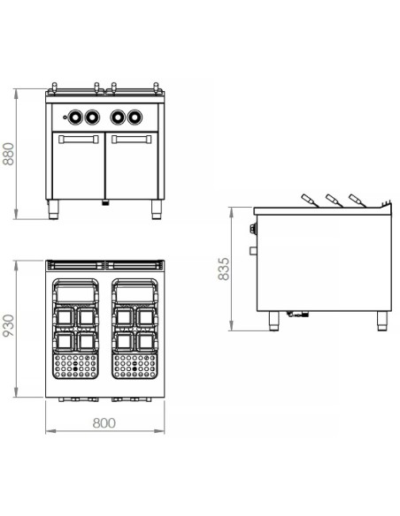 Cuece Pastas Gas Fainca HR CPG 2 Cubas S900 | Hostelería Negocios