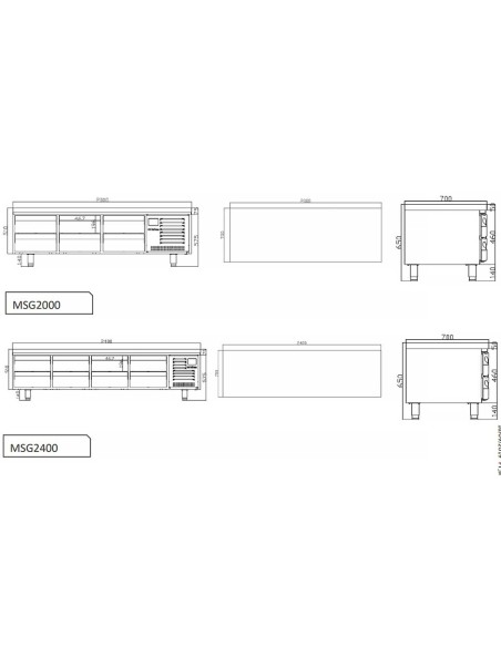 Mesa Baja Refrigerada MSG 2400 GN 1/1  Infrico | Hostelería Negocios