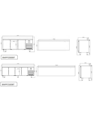 Mesa de Congelación Serie 600 BMPP 2500 BT Infrico|Hosteleria Negocios