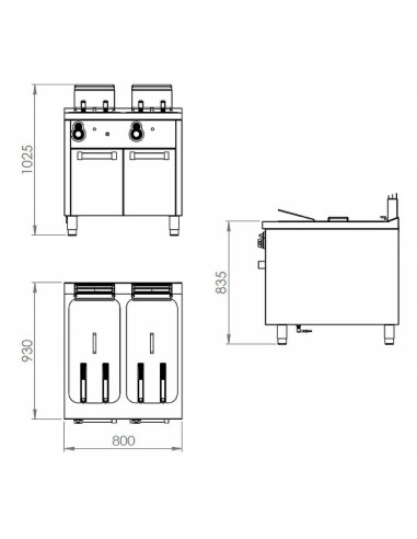 Freidora a Gas S900 FDG2020L HR Fainca|Hosteleria negocios