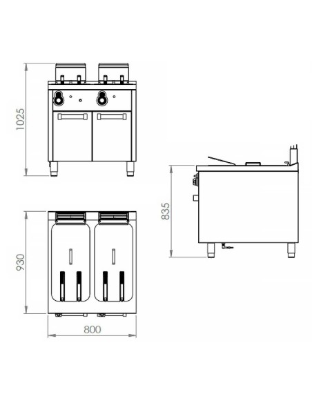 Freidora a Gas S900 FDG2020L HR Fainca|Hosteleria negocios