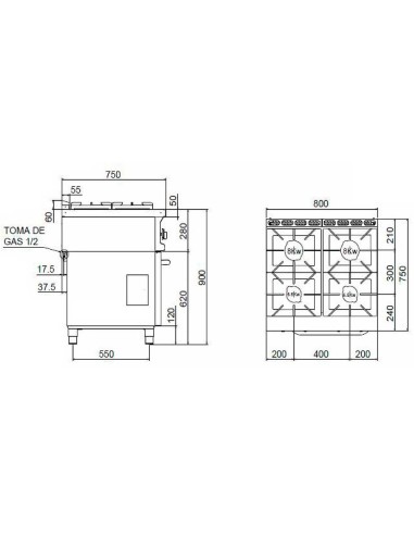 Cocina Repagas CG-741 Pow Serie 750 Power Line | Hostelería Negocios