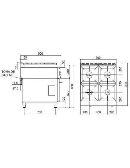 Cocina + Horno S900 Power Line  CG-941 Repagas|Hosteleria negocios