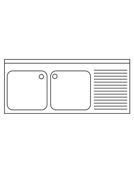 Fregadero Fondo 600 2 Cubas sin Estante DISTFORM|HosteleriaNegocios