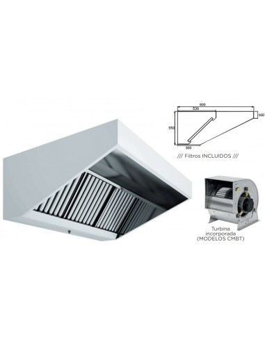 Campana Mural Fondo 800 Techo Bajo con Turbina|Hosteleria negocios