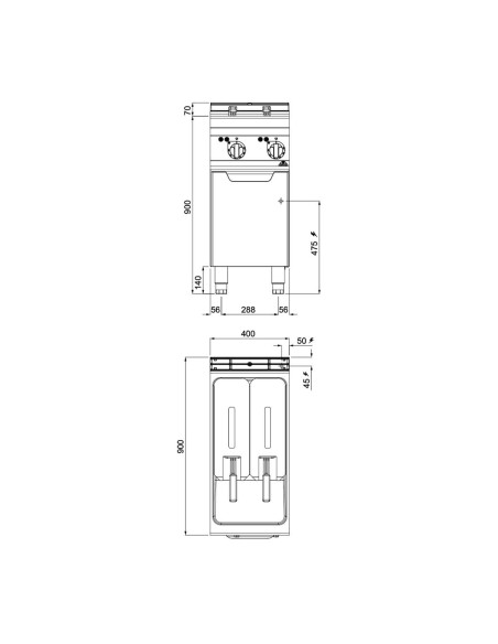 Freidora Electrica 7+7L Máxima 900 E9F7+7-4M Bertos|Hosteleria negocios