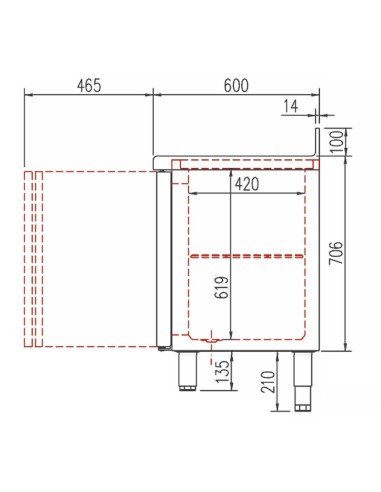 Mesa Refrigerada Gama 600 Coreco TSR-150 S | Hostelería Negocios