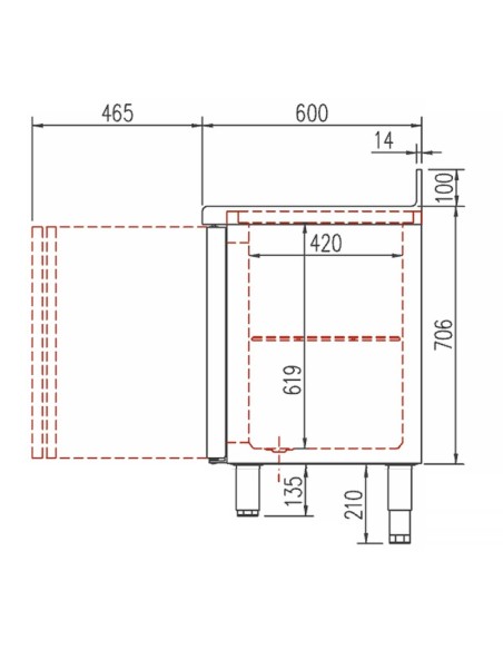 Mesa Refrigerada Gama 600 Coreco TSR-150 S | Hostelería Negocios