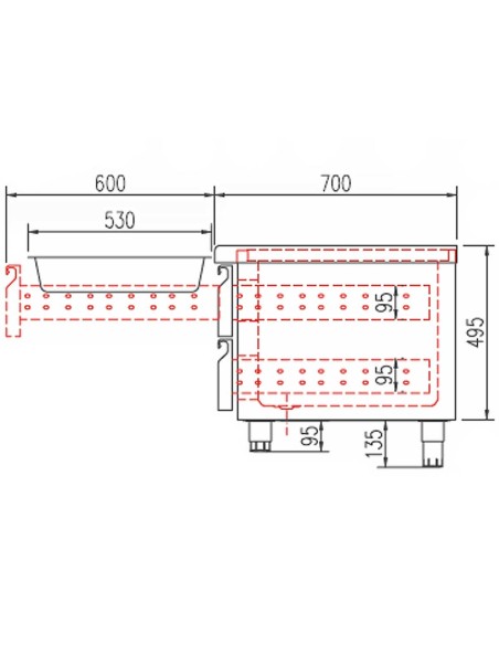 Mesa Fría Bajo Cocina Coreco KBR-47 con Cajones | Hostelería Negocios