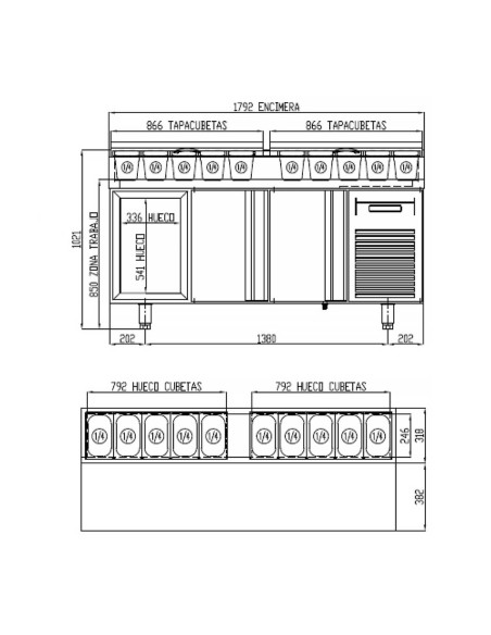 Mesa Fría Salad-Chef Coreco MFEI70-180 Gama 700 | Hostelería Negocios
