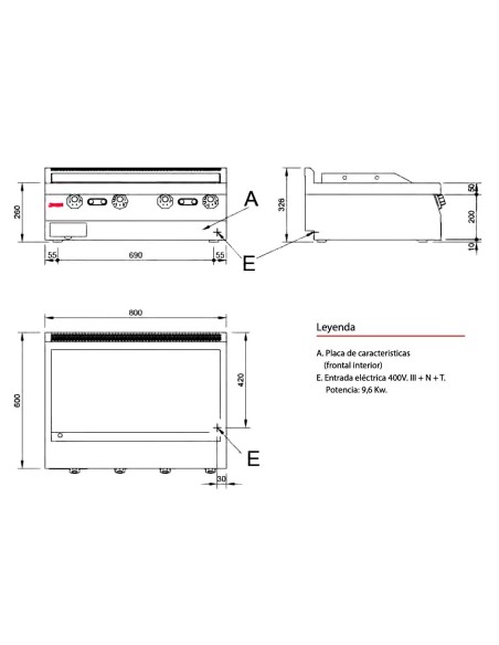 Fry Top Eléctrico Jemi Serie 600 EV Placa Lisa | Hostelería Negocios