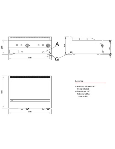 Plancha Fry Top Acero Lisa a Gas SFRT62 P64  Jemi|Hosteleria negocios