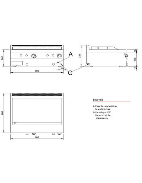 Plancha Fry Top Acero Lisa a Gas SFRT62 P64  Jemi|Hosteleria negocios