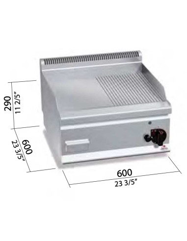 Fry Top a Gas Bertos Plus 600 Placa Mixta G6FM6B | Hostelería Negocios