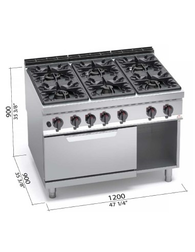 Cocina a Gas Bertos Máxima 900 6 Fuegos + Horno | Hostelería Negocios
