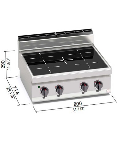 Cocina Vitrocerámica Bertos E7P4BVTR Macros 700 | Hostelería Negocios